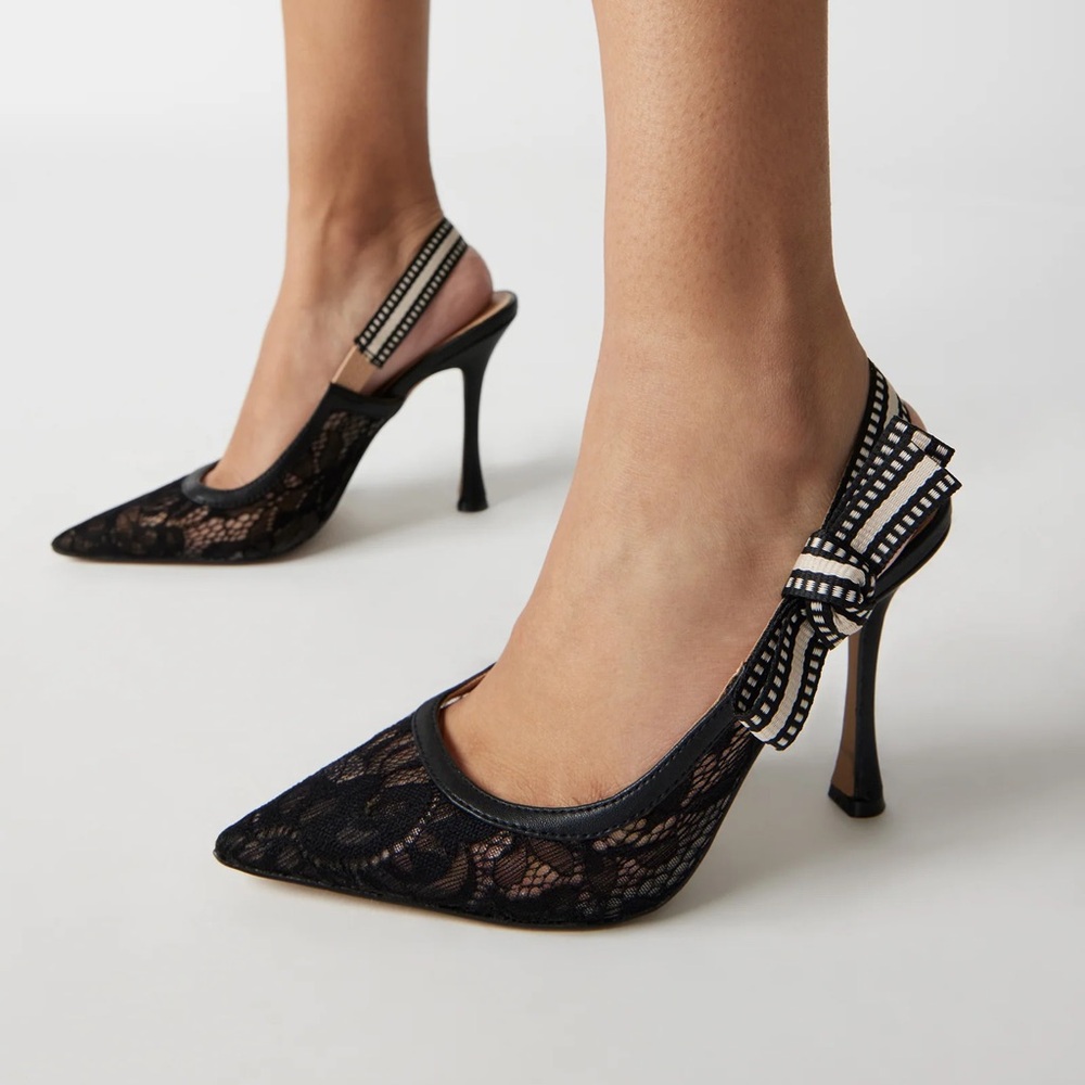 STEVE MADDEN BRI BLACK LACE HEELS